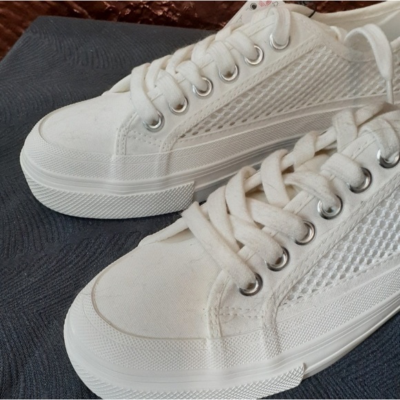 Zara white platform canvas sneakers size US 6.5 NEW - Picture 3 of 11